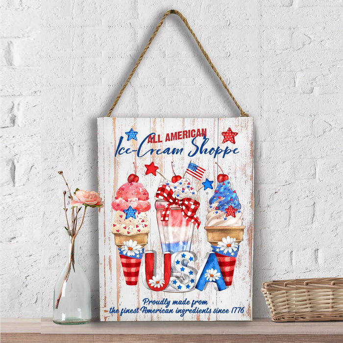 All American Ice Cream Patriotic USA Wall Decor