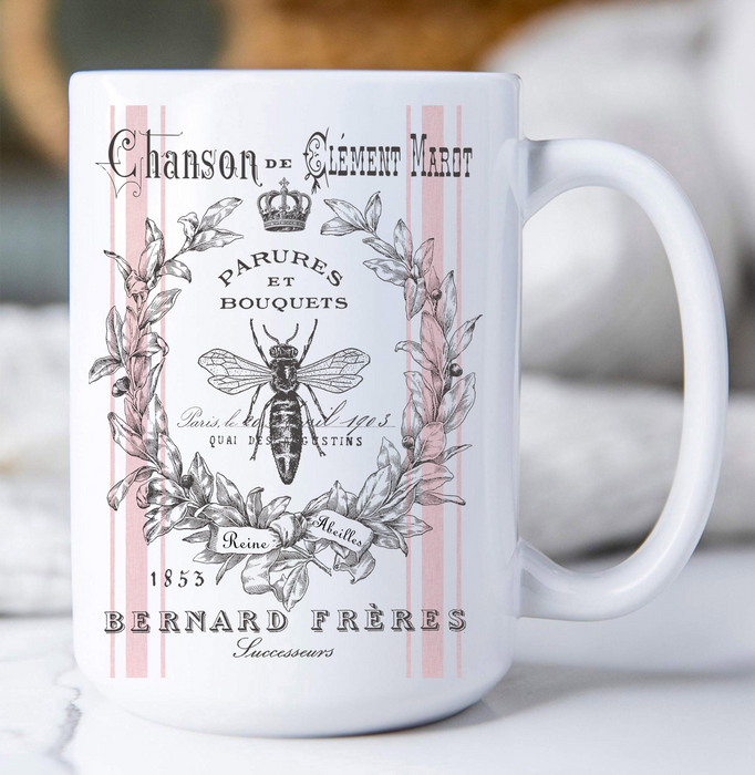 Vintage Shabby Chic French Bee Coffee Mug