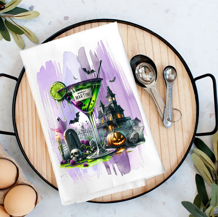 Halloween Midnight Martini Tea Towel