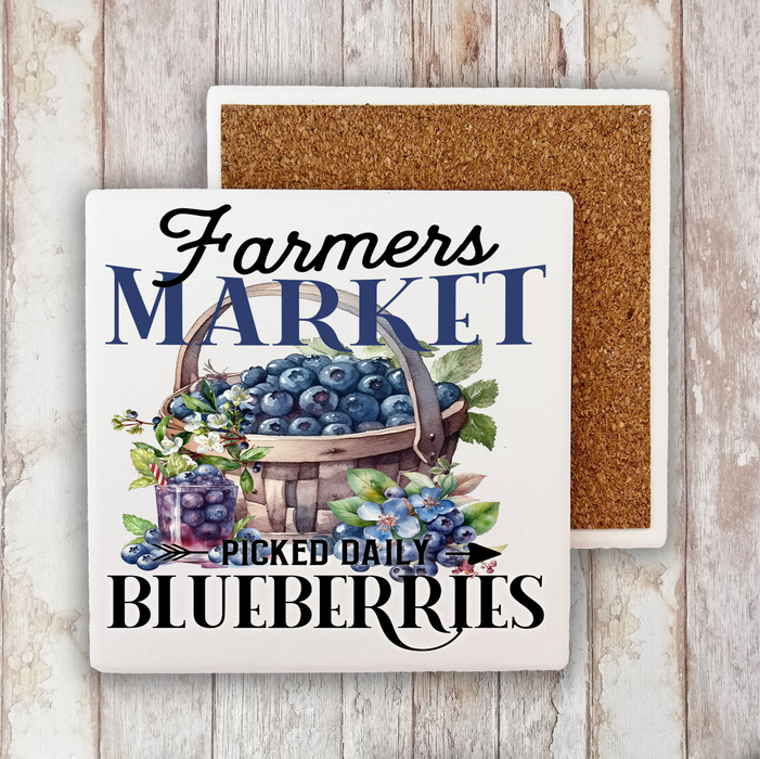 Farm Fresh Blueberries Stone Coaster