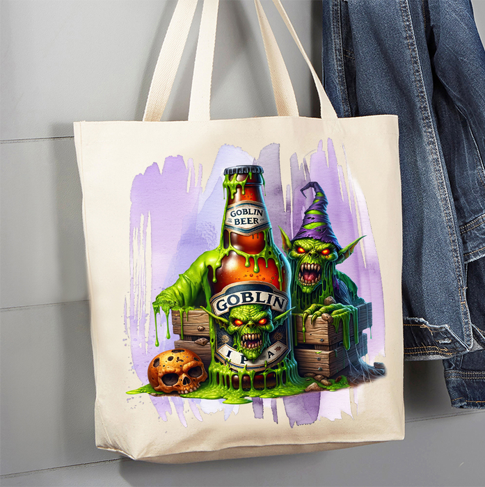 Halloween Goblin Beer Canvas Tote Bag