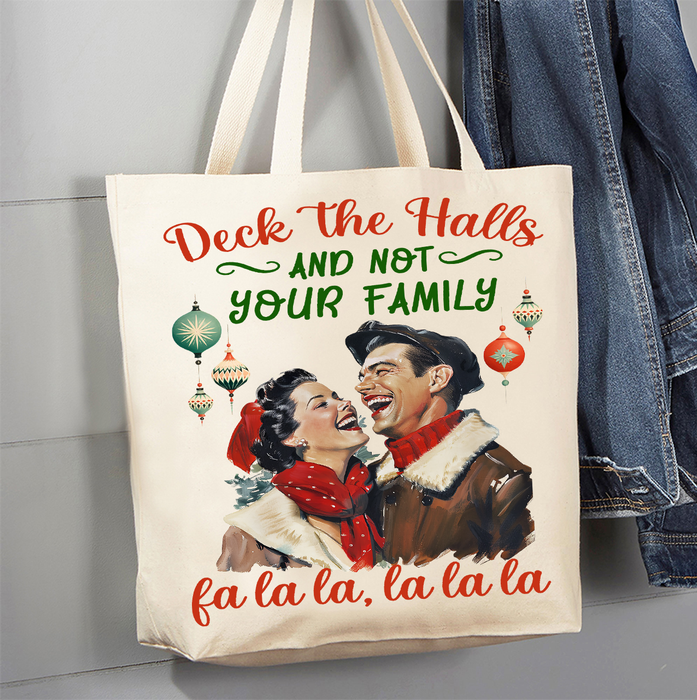 Christmas Funny Deck the Halls Canvas Tote Bag