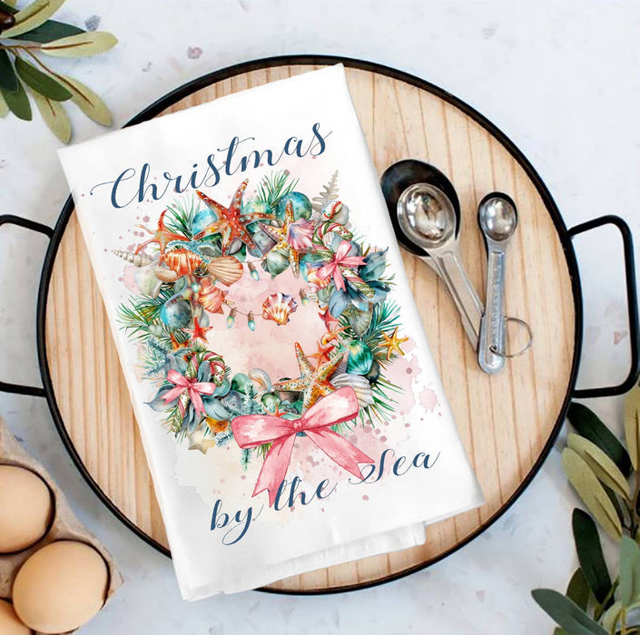 Coastal Christmas by the Sea Tea Towel