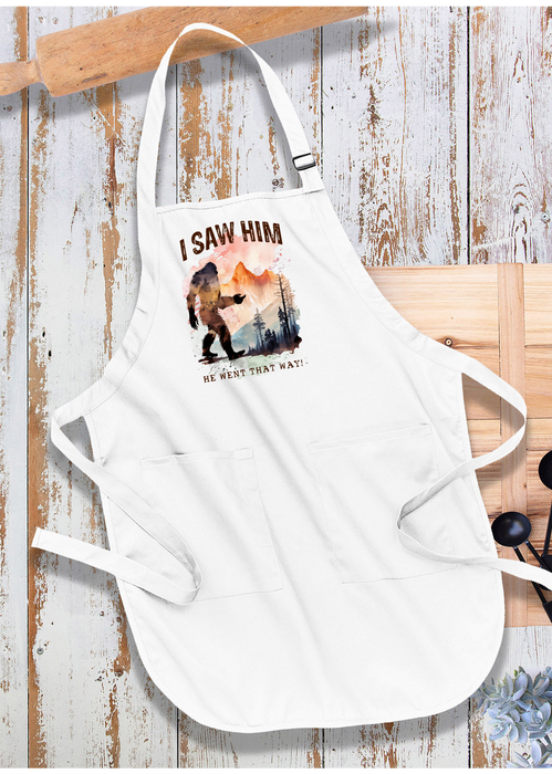 I Saw Him Big Foot Sasquatch Apron
