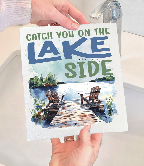 Catch you on the Lake Side Swedish Dishcloth