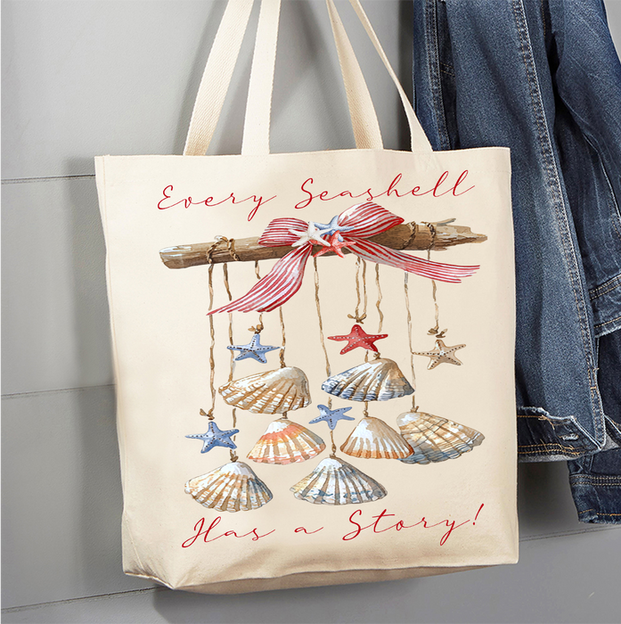 Every Seashell as a Story Beach Canvas Tote Bag