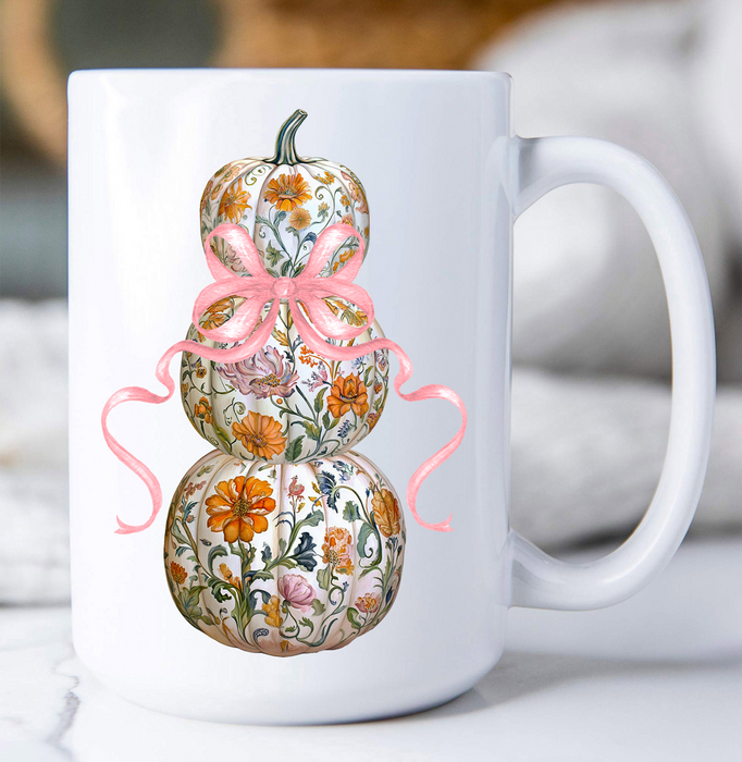 Fall Chinoiserie Floral Pumpkin Coffee Mug