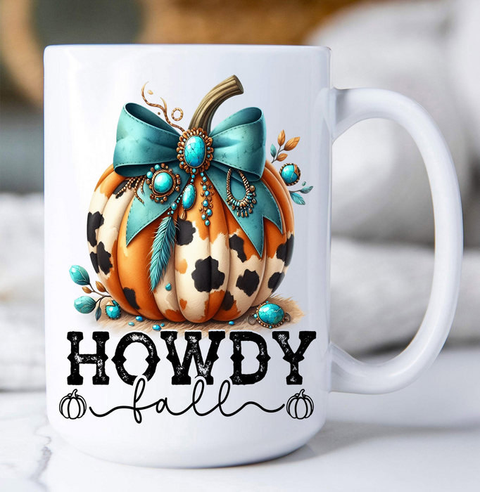 Howdy Fall Turquoise Pumpkin Coffee Mug