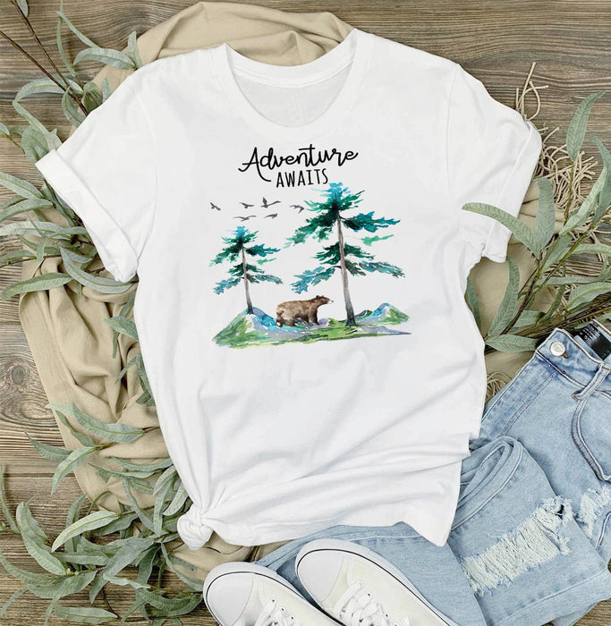 Adventure Awaits Camping Mountains T-Shirt