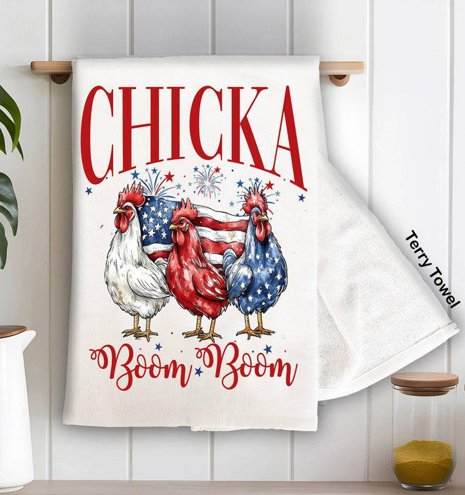 Patriotic Chicka Boom Boom Kitchen Terry Towel