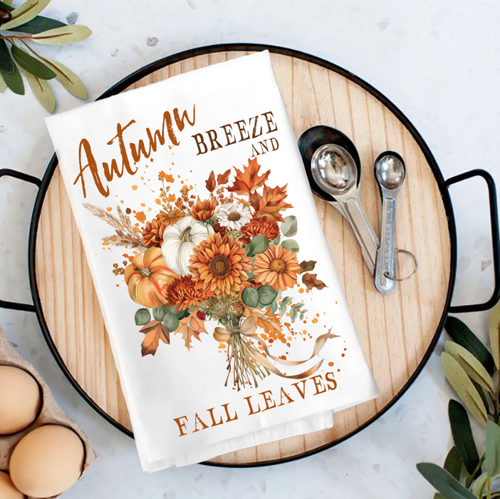 Autumn Breeze Fall Leaves Tea Towel