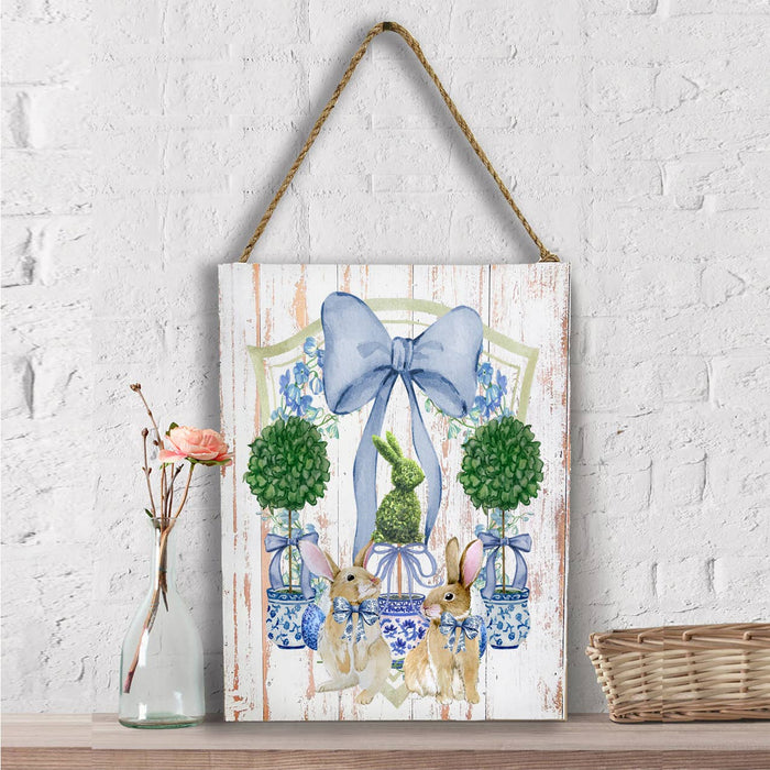 Easter Bunny Topiary Preppy Wall Decor