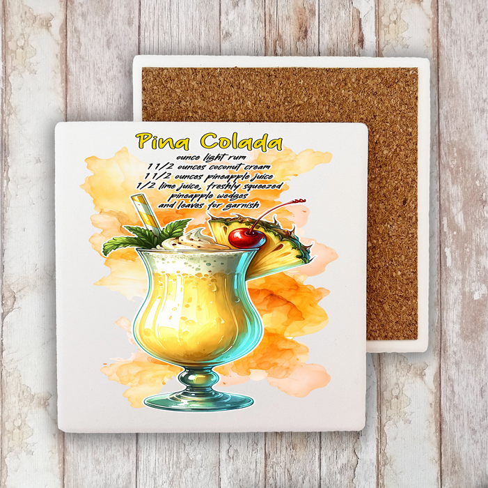 Summer Cocktail Pina Colada Stone Coaster