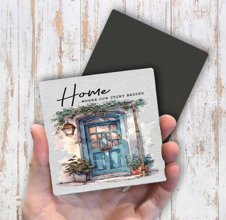 Blue Door Home Our Story Begins Magnet Fridge
