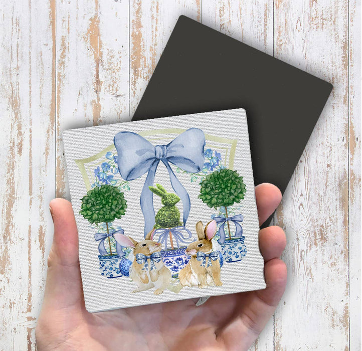 Easter Bunny Topiary Preppy Magnet Fridge