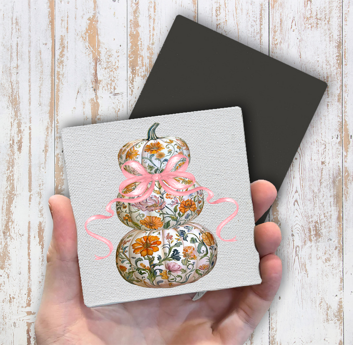 Fall Chinoiserie Floral Pumpkins Magnet Fridge