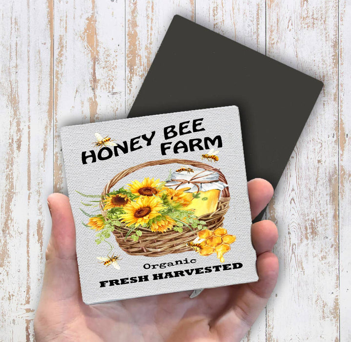 Modern Farm House Sunflower Honey Bees Magnet Fridge