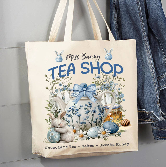 Easter Miss Bunny Tea Shop Canvas Tote Bag