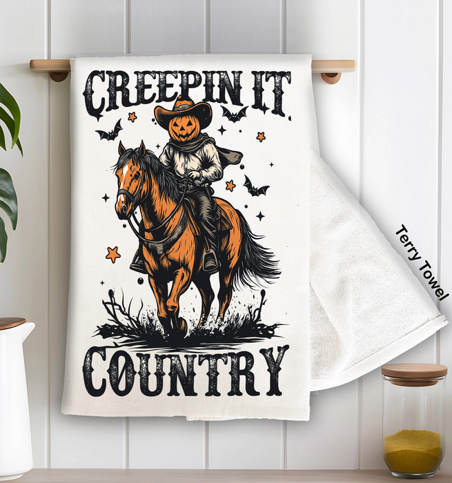 Halloween Creepin it Country Kitchen Terry Towel