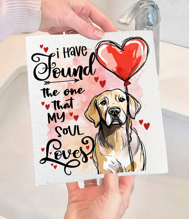 Dog Retriever Found My Love Valentine Swedish Dishcloth