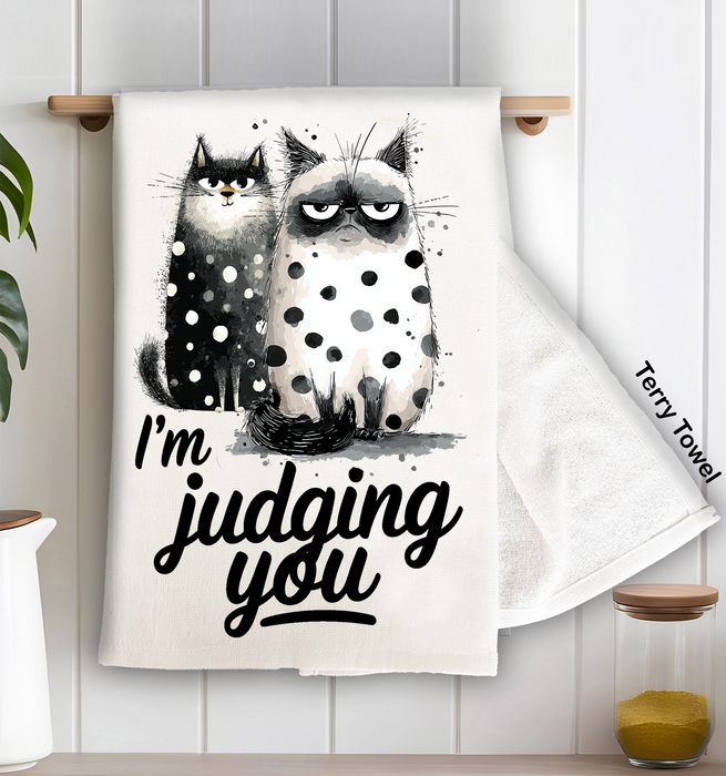 Cat I'm Judging You Kitchen Terry Towel