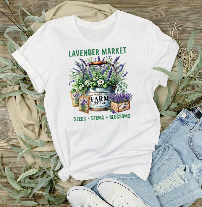 Lavender in Buckets Market T-Shirt