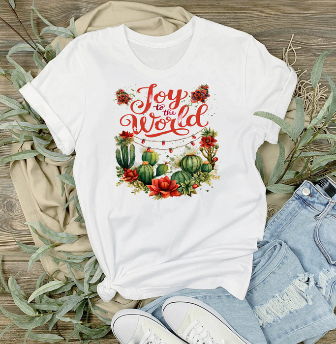 Christmas Joy to the World Cactus T-Shirt