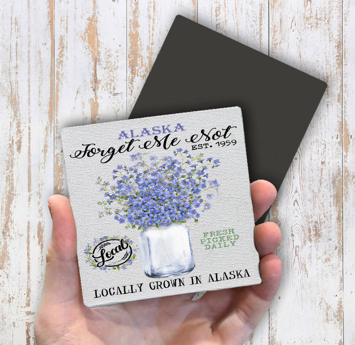 Alaska State Flower Forget Me Not Magnet Fridge