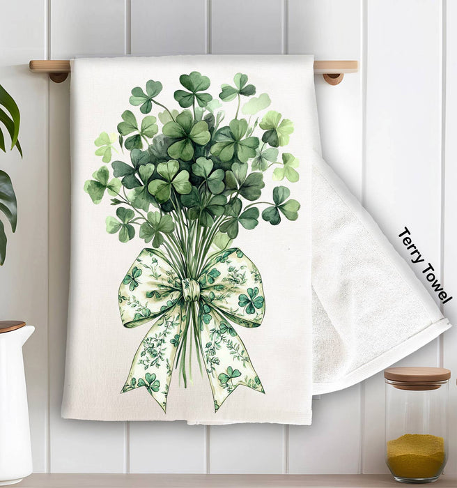 St. Patrick's Day Four Leave Clover Kitchen Terry Towel