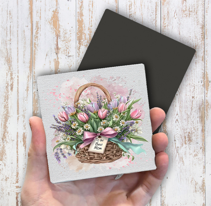 Mother's Day Basket Tulips Flowers Magnet Fridge