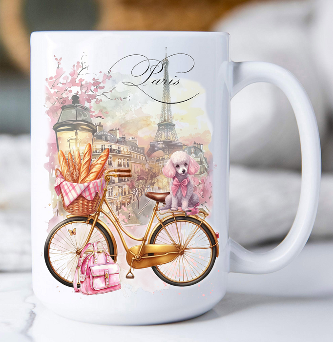French Paris Bicycle Dog Baguettes Coffee Mug