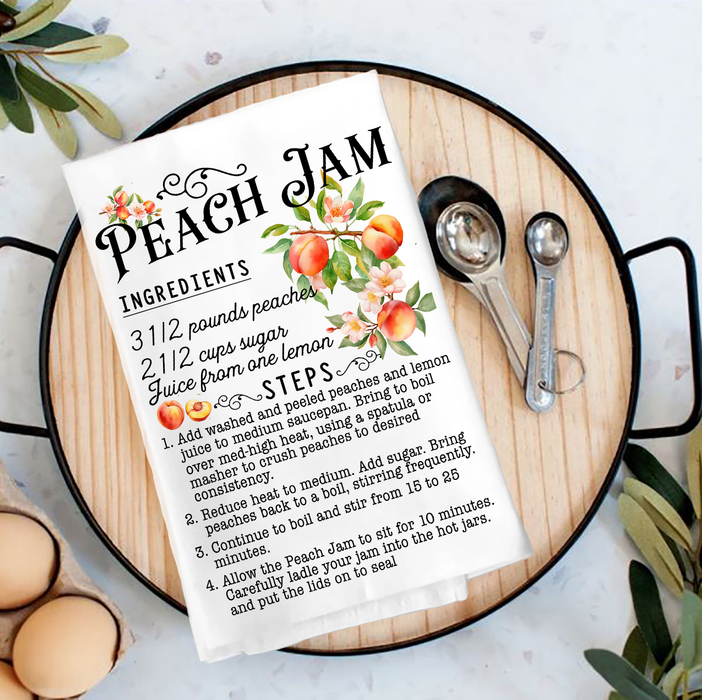 Fresh Peach Jam Recipe Tea Towel