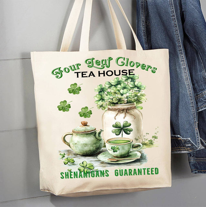 St. Patrick's Day Tea House Canvas Tote Bag