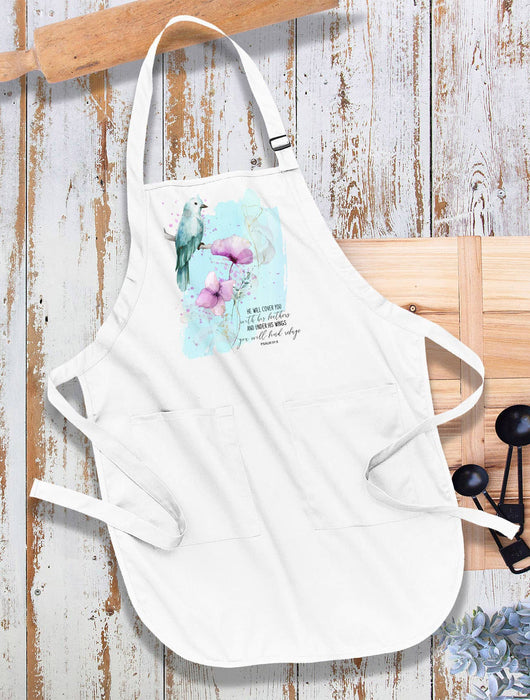 Spiritual He will Cover You God Kitchen Cotton Apron