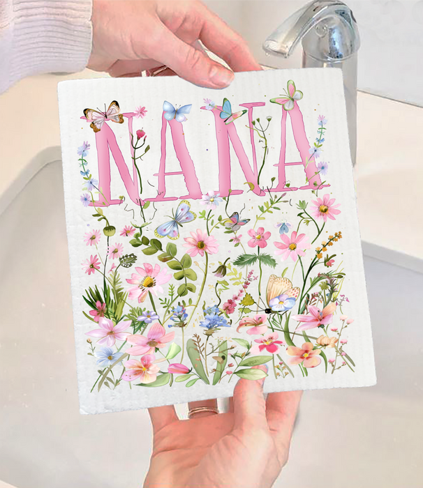 Mother's Day Wild Flowers Nana Swedish Dishcloth