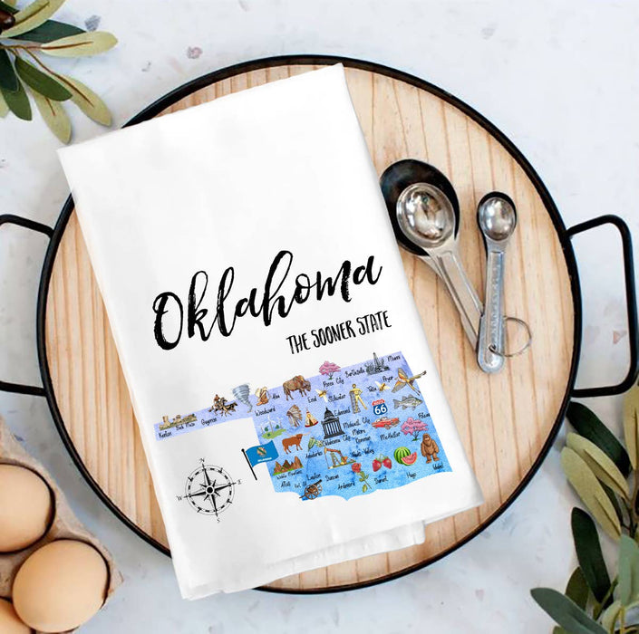 Oklahoma State MapTea Towel