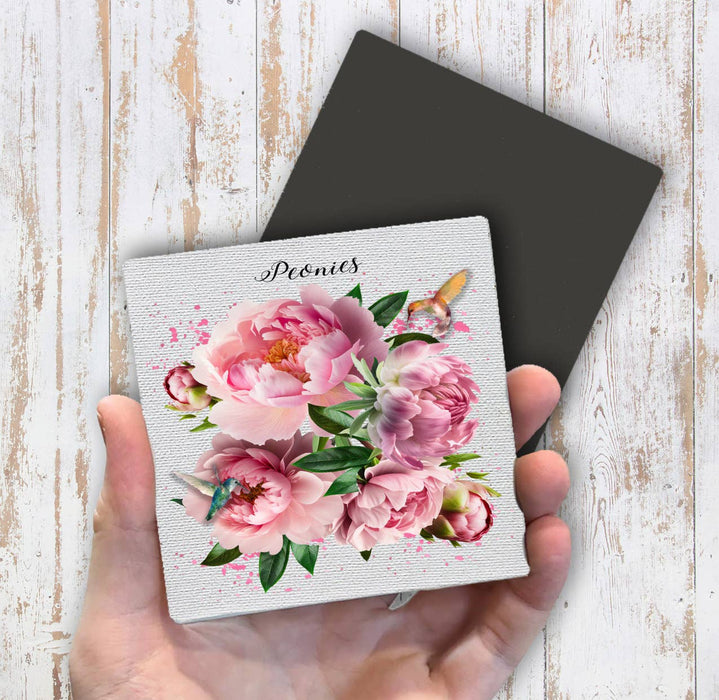Spring Garden Peonies Flowers Magnet Fridge