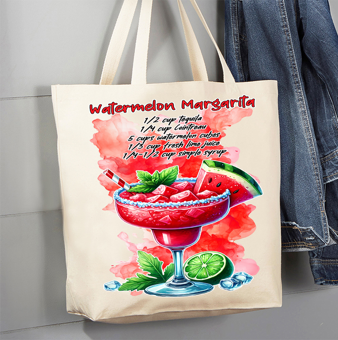 Summer Cocktail Watermelon Margarita Canvas Tote Bag