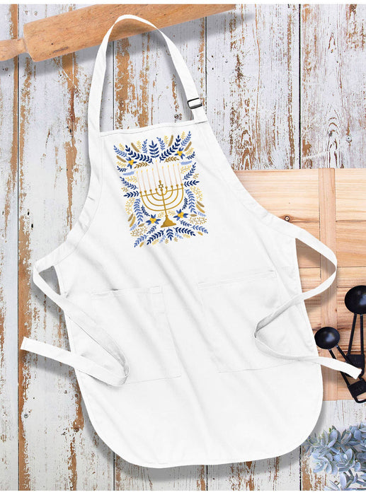 Hanukkah Menorah Flowers Apron