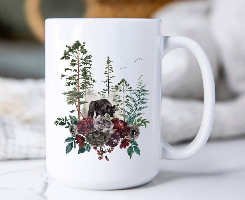 Wolf Forest Trees Nature Coffee Mugs