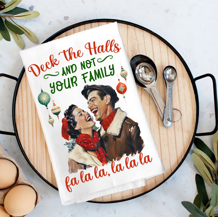 Christmas Funny Deck the Halls Tea Towel