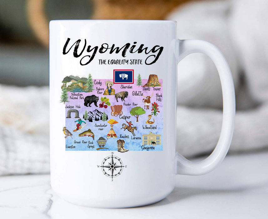 Wyoming State Map Souvenir Coffee Mug