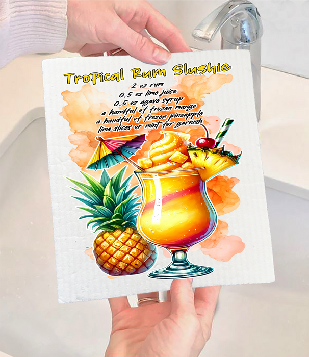 Summer Cocktail Tropical Rum Slushie Swedish Dishcloth