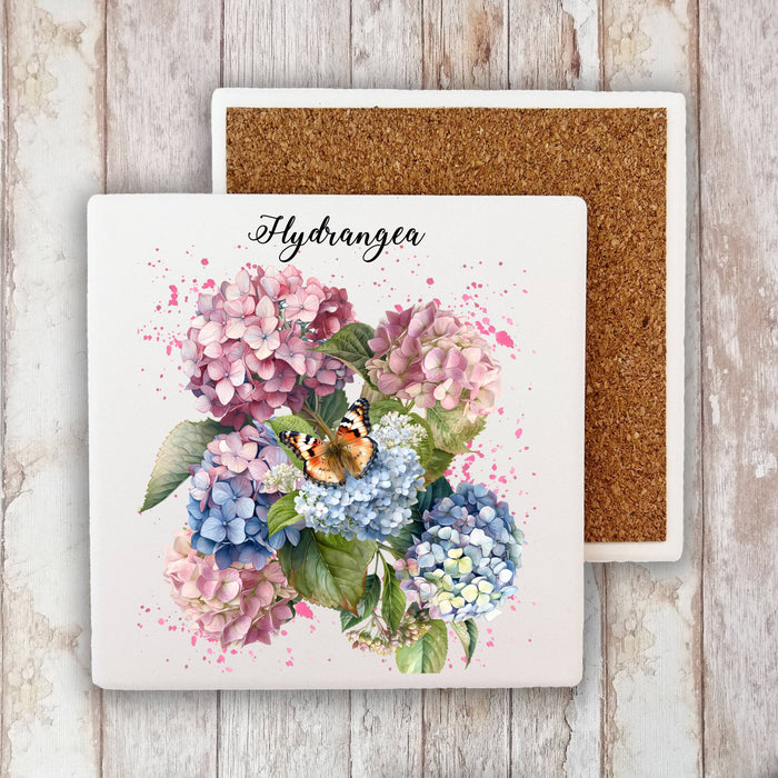 Spring Garden Pink Hydrangeas Stone Coaster