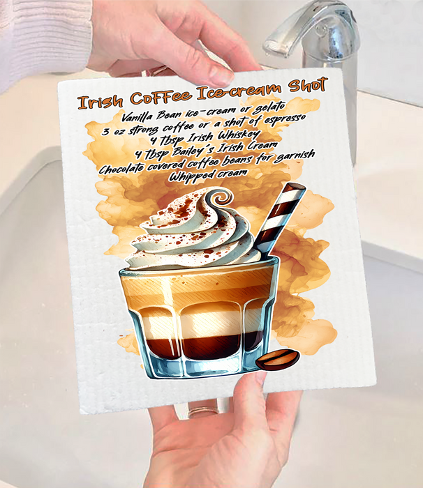Summer Cocktail Irish Coffe Ice Cream Swedish Dishcloth