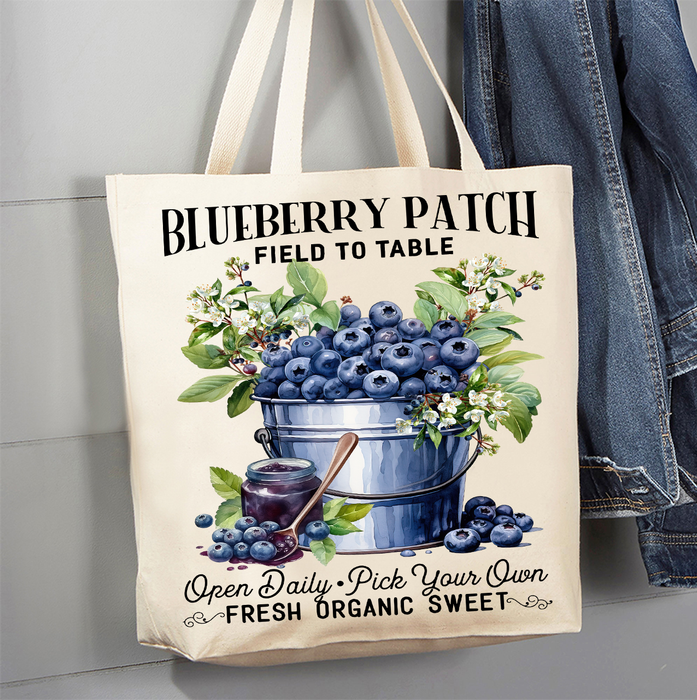 Blueberry Patch Field to Table Canvas Tote Bag