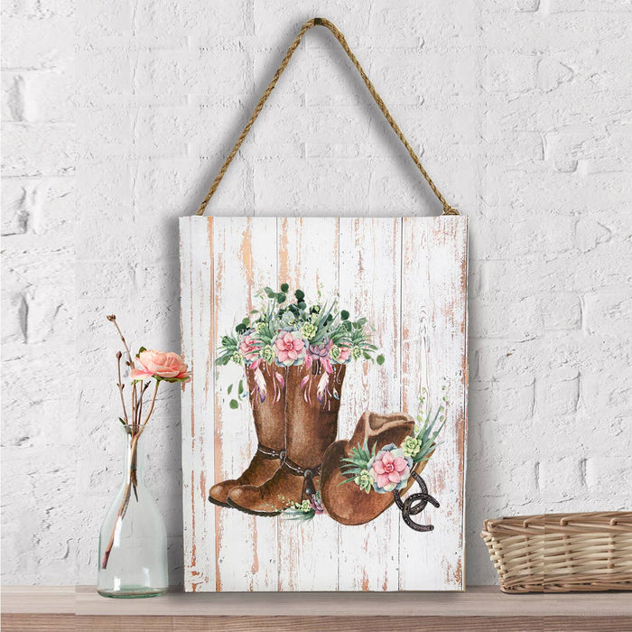 Western Cowboy Boots Flowers Southwestern Wall Decor