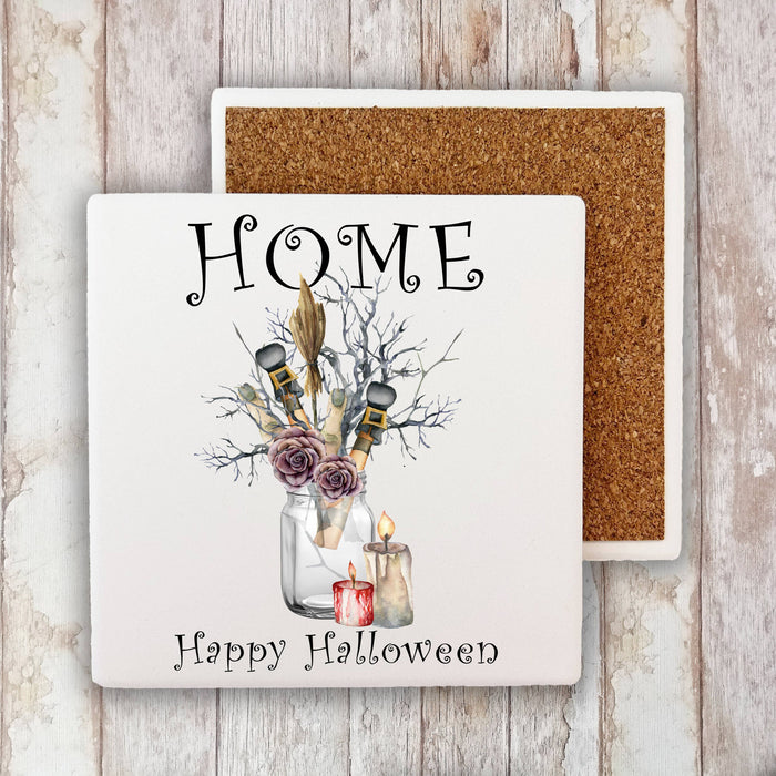 Home Haunted Happy Halloween Stone Coaster