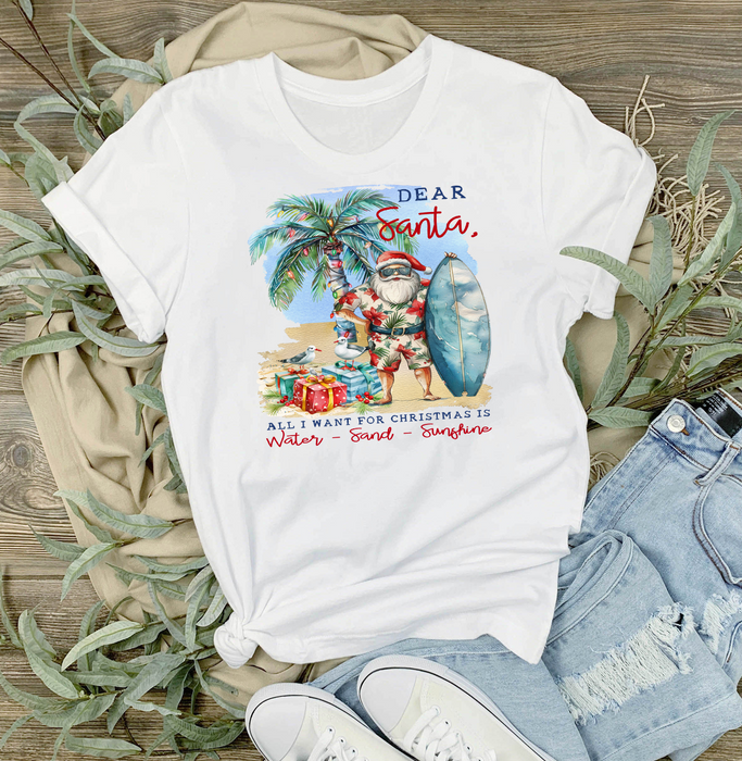 Coastal Dear Santa Christmas Beach T-Shirt