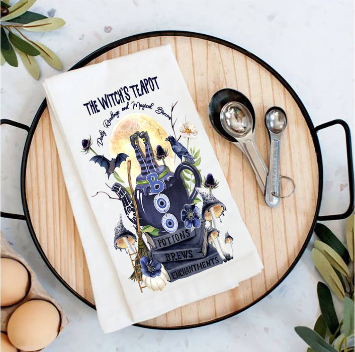 Halloween Witch's Teapot Brews Tea Towel